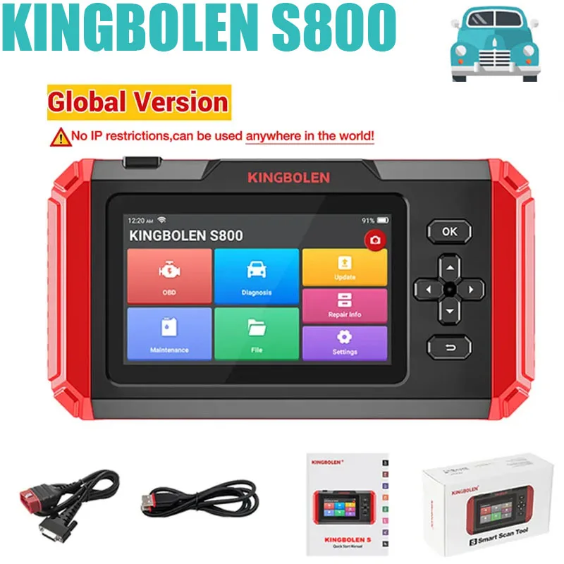 

Сканер KINGBOLEN S800 4 системы для диагностики двигателя ABS SRS, трансмиссия OBD2, 15 сбросов, диагностический инструмент EOBD, бессрочное бесплатное обновление
