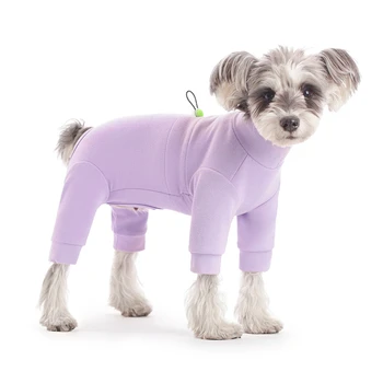 Heathered Grey Premium Dog Base Layer Thermal Fleece Four-Legged Jumpsuit Elegant High Collar Winter Bodysuit For Small Dogs 1