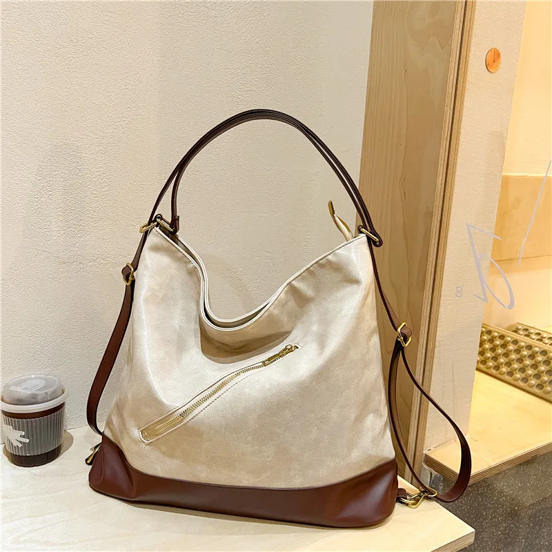 

Contrasting Colors Zipper Ladies Tote Bags Large Capacity Soft Pu 2024 High Quality Women's Shoulder Bags Bolsas Femininas