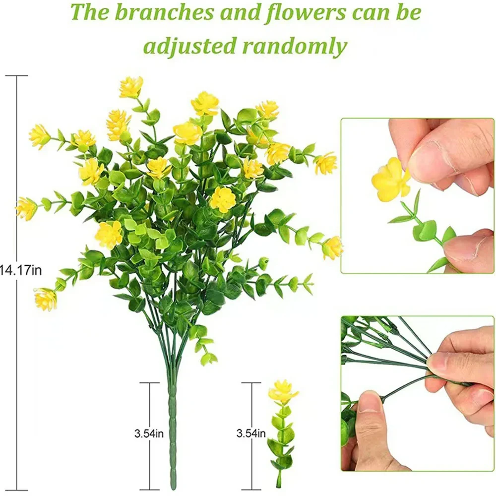 Artificial Flower 1 Bundle Outdoor UV Resistant Greenery Shrubs Plants for Kitchen Office Wedding Garden Decor artificial flower