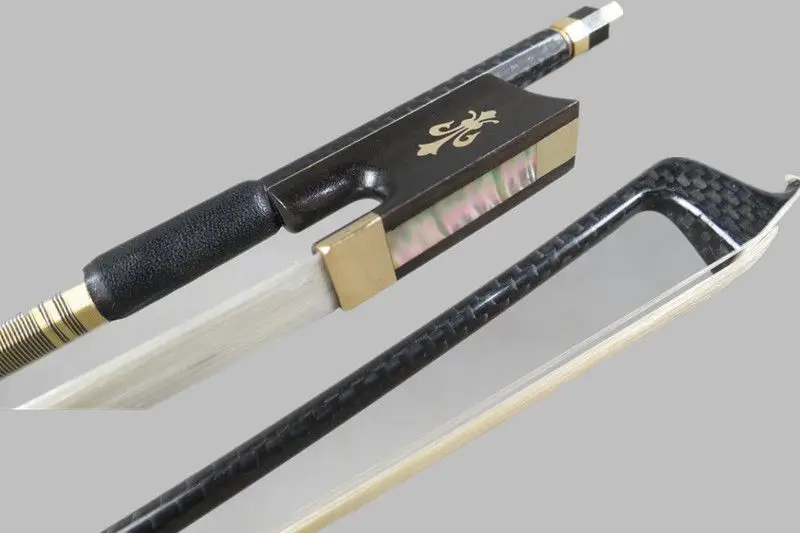 

Beautiful plaid black Carbon fiber violin bow 4/4 Copper Mounted