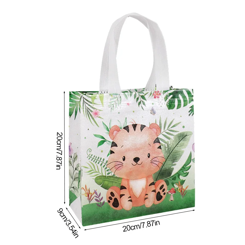6pcs Jungle Animal Candy Gift Bag Non Woven Goodie Treat Bags Kid Safari Themed Birthday Party Favors Baby Shower Decor Supplies