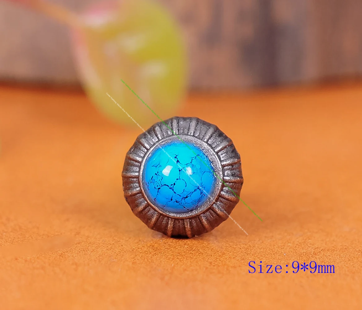 20X Blau Türkis Blume Befestigungen Studs Nieten für Leathercraft Handwerk Jeans