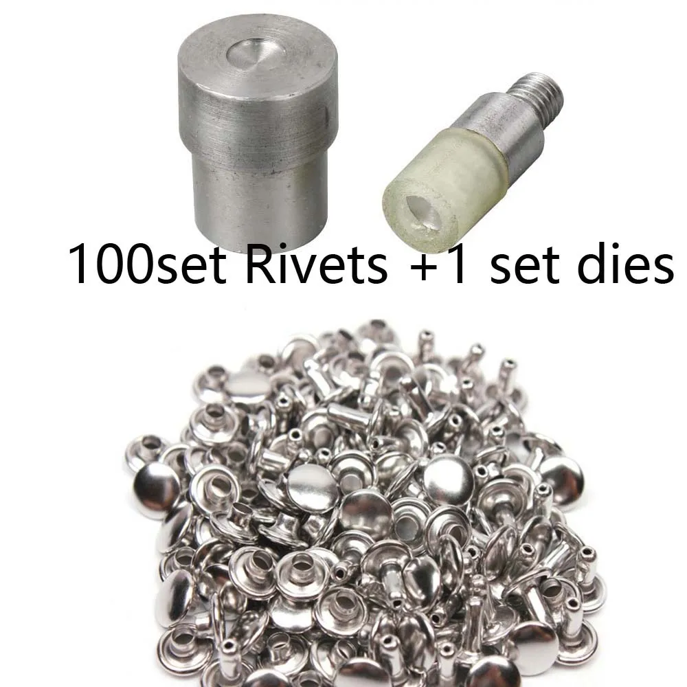 100 X 10Mm Black Two Piece Double Cap Tubular Rivets for Leather Crafts -  Stud Decoration for Handbags, Jeans, Belts, Dog Collars - Sturdy Fastener