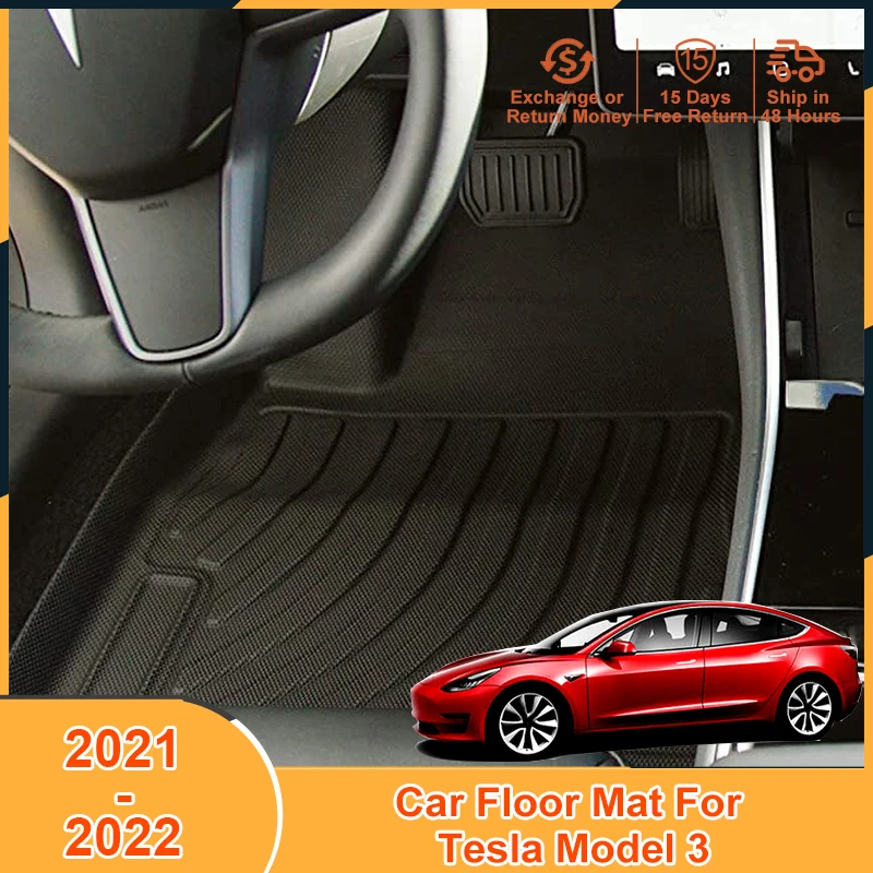 

2021-2022 3 шт./набор автомобильные коврики для ножек, напольные коврики для Tesla Model 3 2021 2022, аксессуары из ТПЭ, автомобильные Нескользящие водонепроницаемые противоскользящие