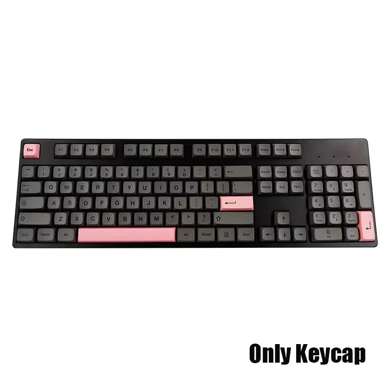 미니멀리스트 블랙 PBT 키캡 게이밍 기계식 키보드 XDA 키캡 133 키 세트, 레트로 혼합 색상 염료 서브 베드 체리 캡 ISO 입력
