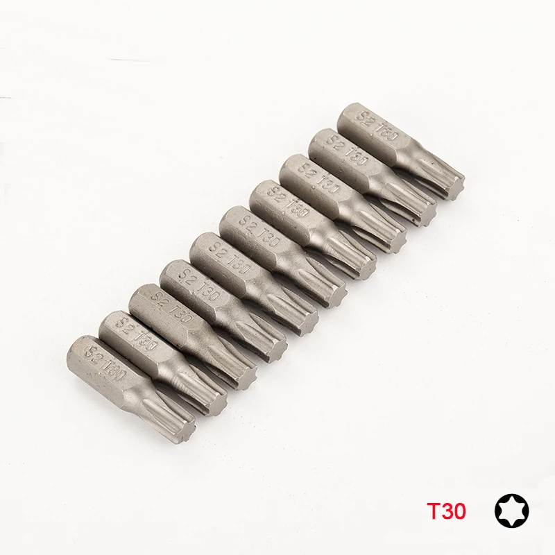 10pcs S2 합금강 25mm 긴 Torx 스크루 드라이버 비트 세트 1/4 육각 섕크 T8 T10 T15 T20 T27 T30 T35 T40 스크류 드라이버 비트