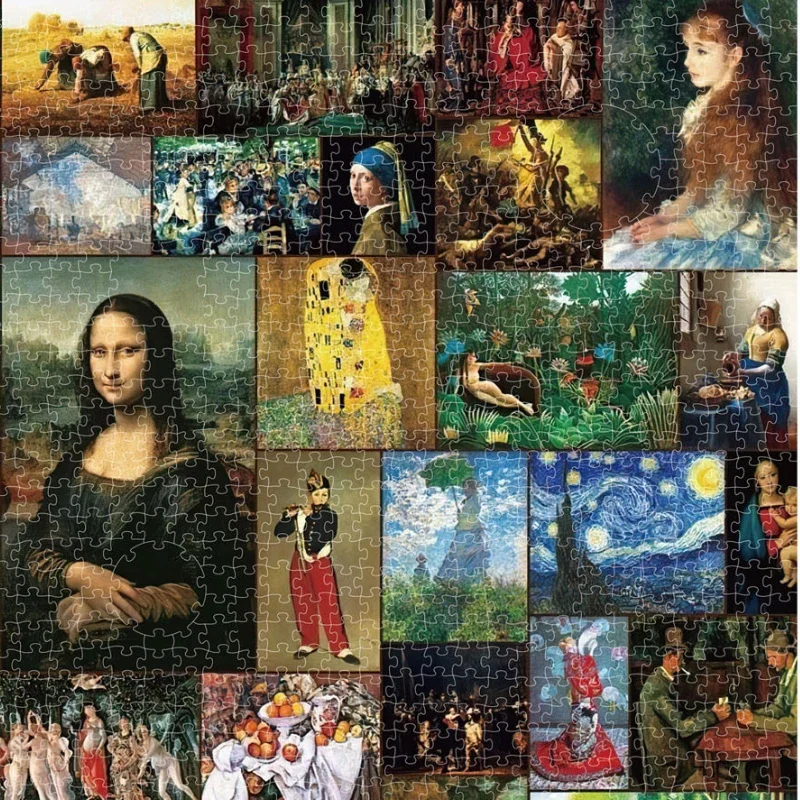 80*60cm 1500pcs Paper Jigsaw Puzzle The Forty World Famous Paintings Figure Statue Painting Stress Reducing Toys Christmas Gift 2