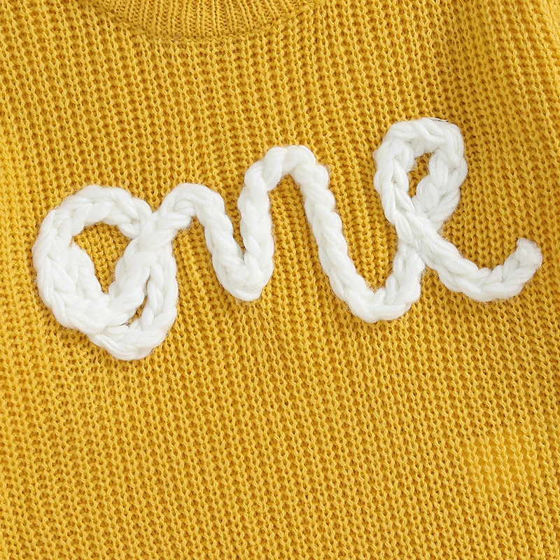 Baby girls sweater Newborn Baby Girl Boy Sweater Long Sleeve Crew Neck Letters Embroidery Winter Warm Knit Pullover Sweater Infant Autumn Clothes