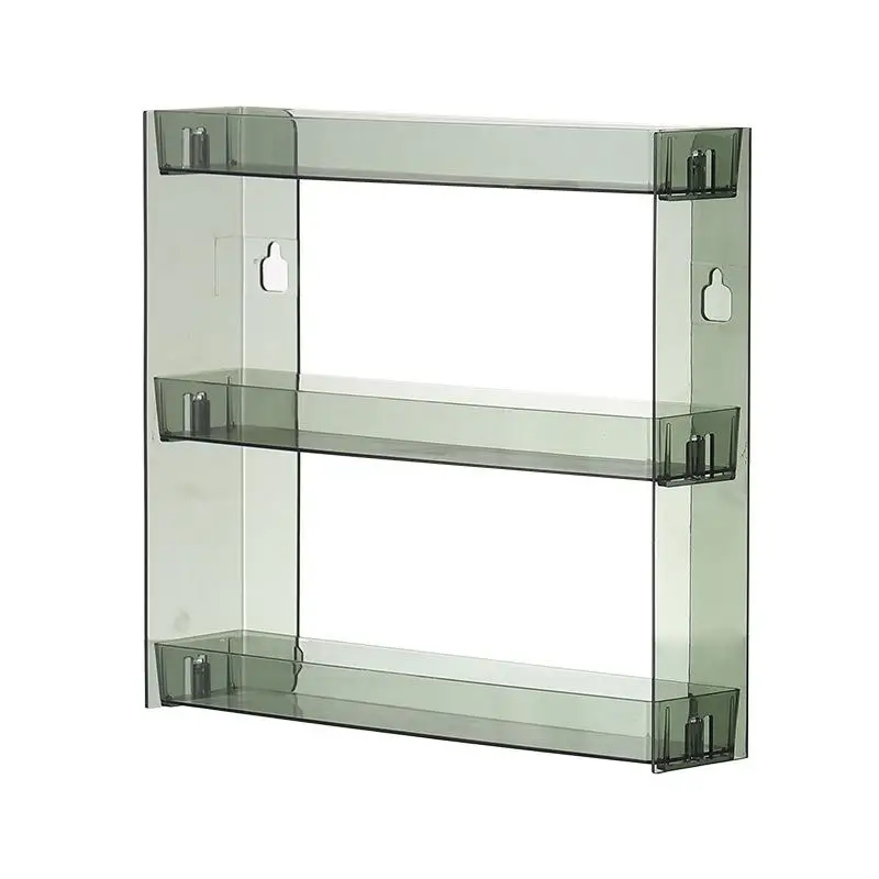 Clear Acrylic Wall-Mounted Makeup Organizer - 3-Tier Large Capacity for Space-Saving Bathroom Storage