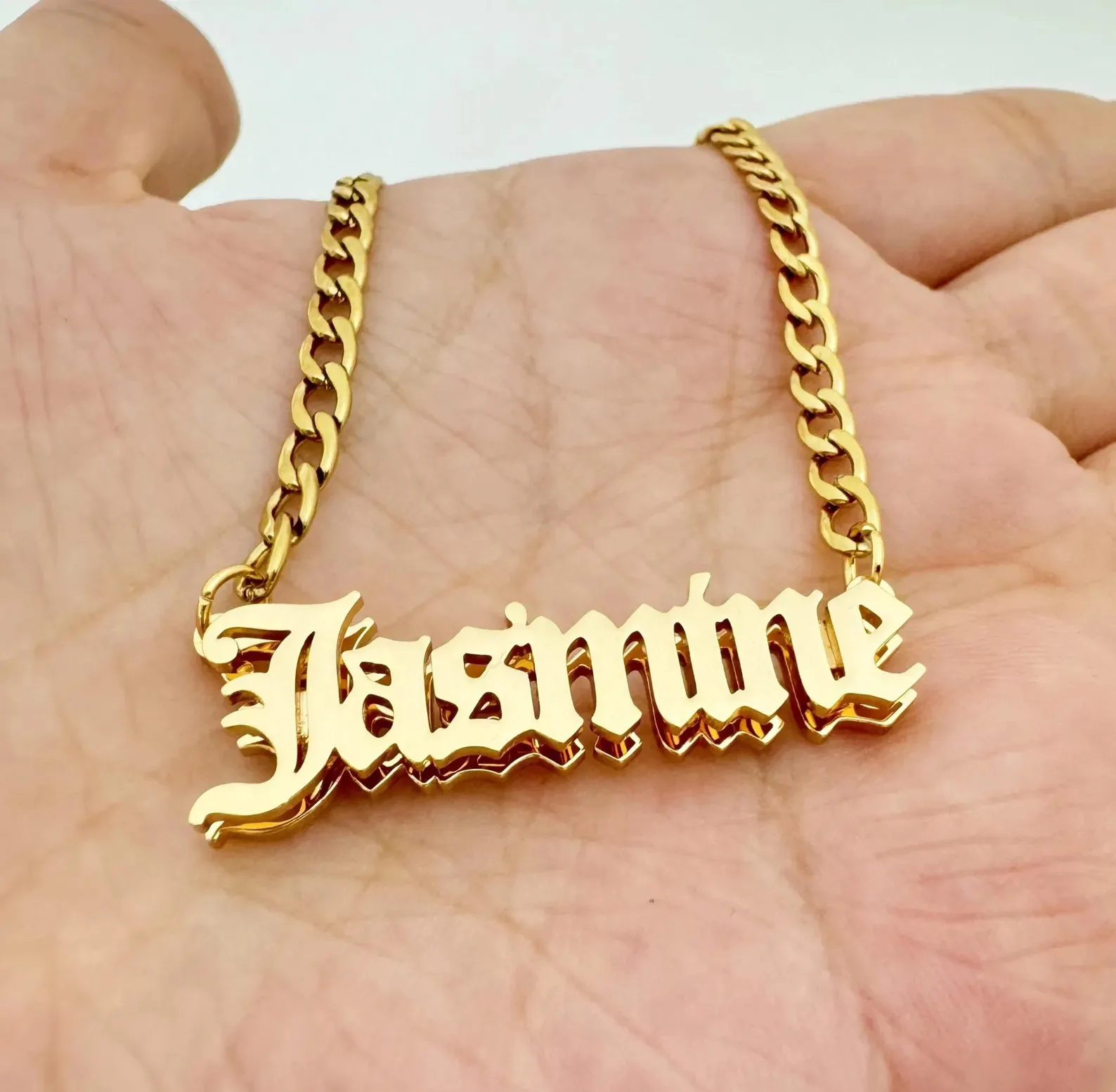 Dreamtimes 사용자 정의 이중 이름 목걸이 단일 이름 오래된 영어 이름 목걸이 고딕 이름 목걸이 네임 플레이트 목걸이 쥬얼리
