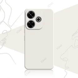 Luxury Soft Silicone Waterproof Mobile Phone Case - 360° Protection, Elegant Square Design for Redmi 13 (Ivory)
