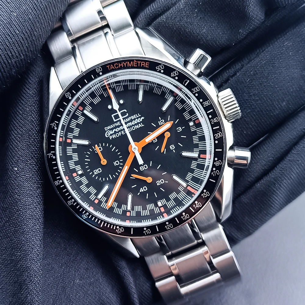 Japanese Quartz Watch Vk63 men's business watch panda dial vk63 movement Chronograph electronic multi-function No sapphire glass