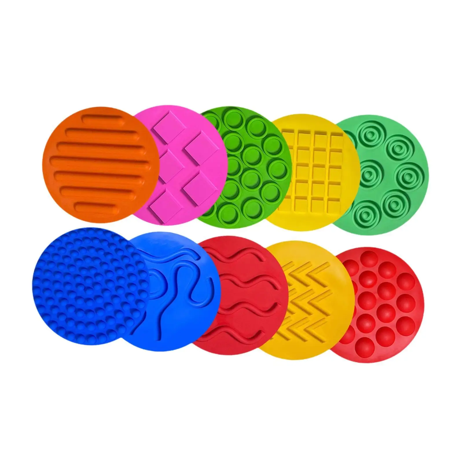 10x Sensory Silicone Mats Sensory Toys Textured Early Learning Play Sensory Discs Mat for Children Boys Girls Activity Game Home