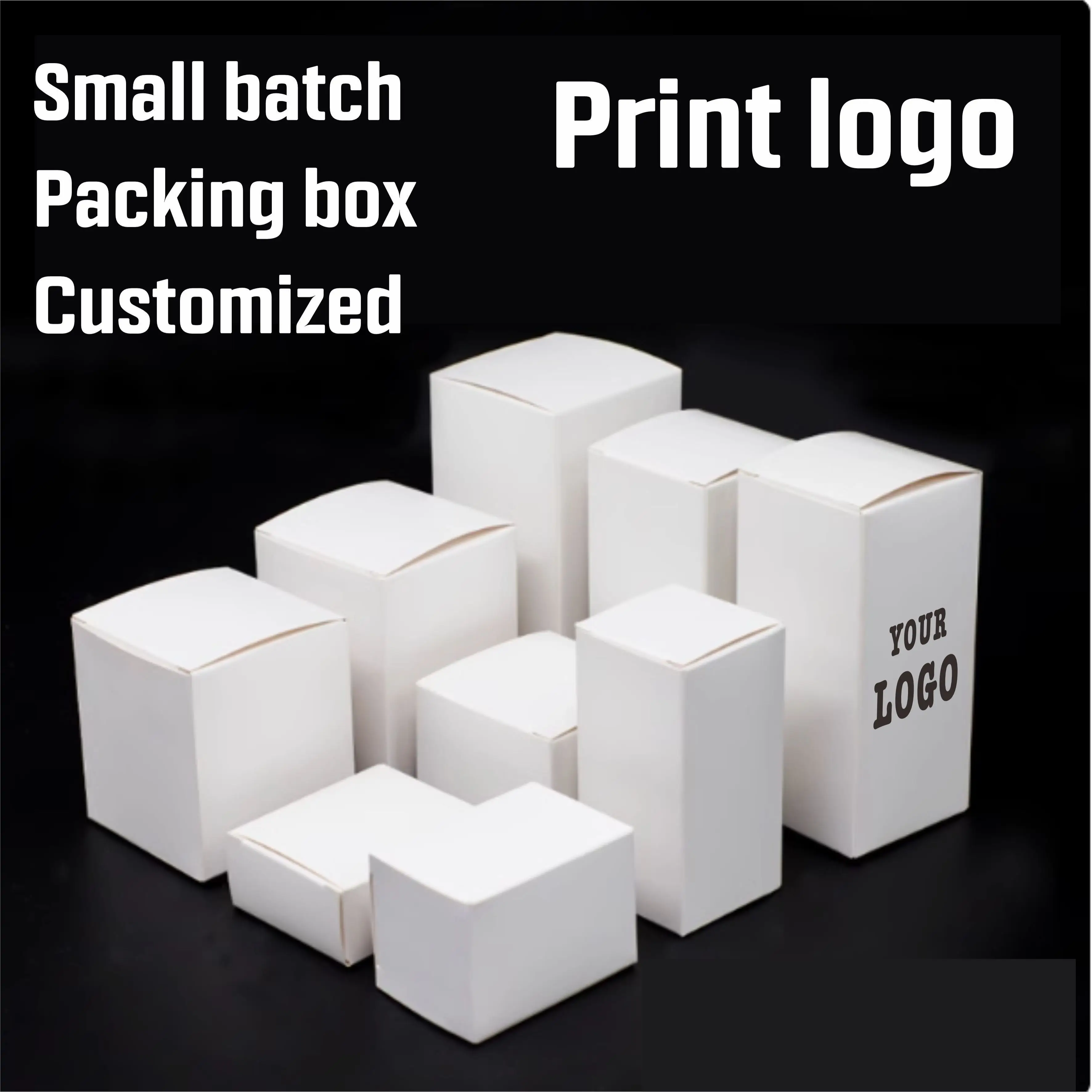 White cardboard box printing logo small batch design customized ...