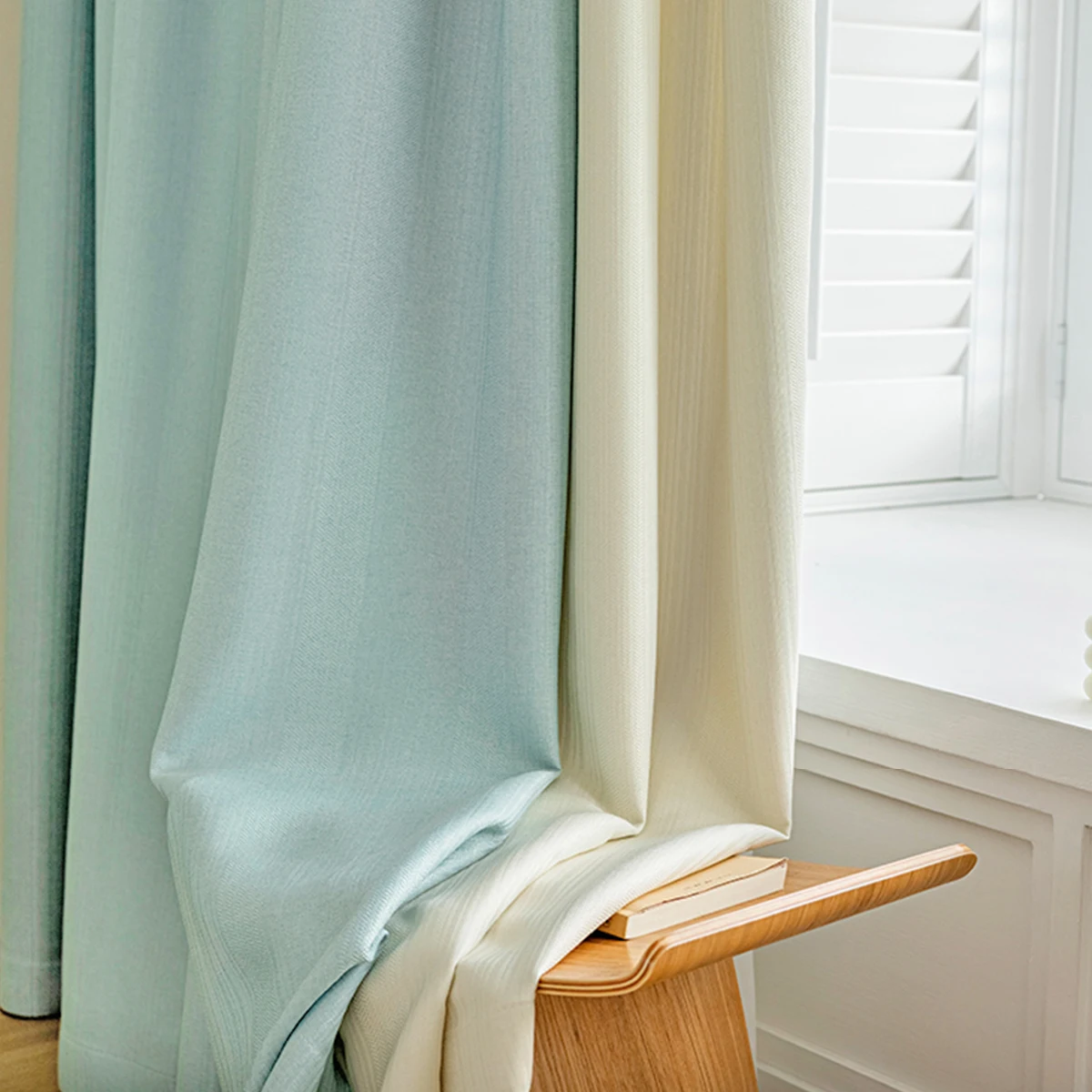 

Curtain for Living Room Bedroom Home Decoration Blue Cream Curtains Study Window Covering Bay Windows Block The Sun Modern Solid