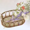 Rattan Woven Basket Oval Fruit Serving Tray with Handle Desktop Storage Box for Fruits Sundries Snacks Kitchen Counter Organizer 3
