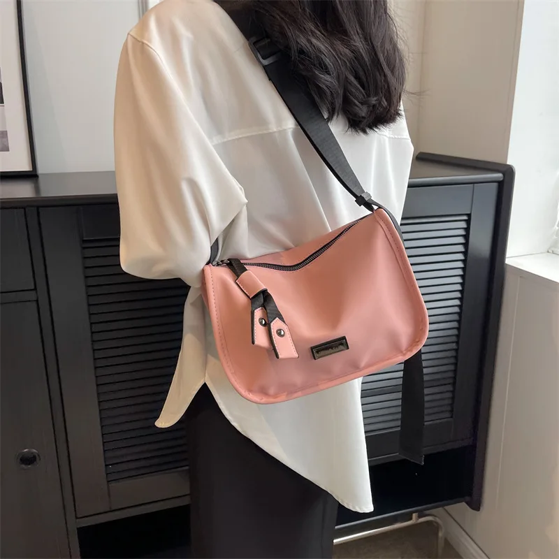 Solid Color Fashion Crossbody Bags Simple Waterproof Oxford Single