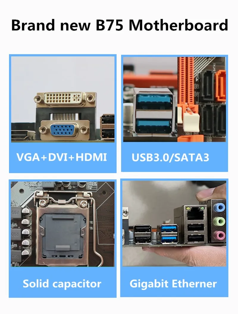 ENVINDA B75  Motherboard Set with Core i3 2100/2120 4GB 1600MHz DDR3 Desktop Memory NVME M.2 SATA3 USB3.0 latest computer motherboard