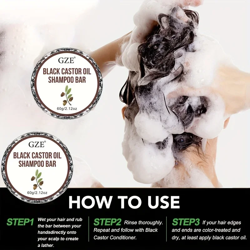 GZE Jamaica Black Castor Oil Shampoo Bar Soap for Hair Thickens & Strengthens  -  Helps Dry Curly & 4c Hair Moisturizing 2