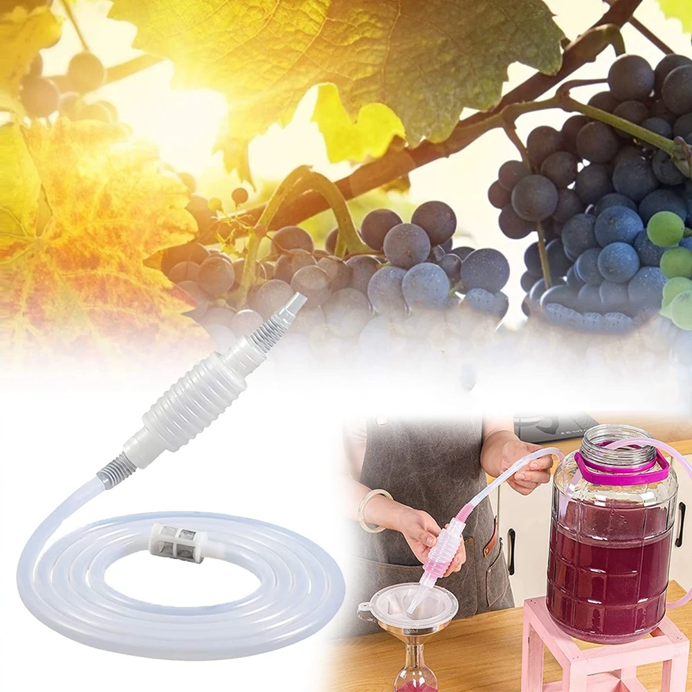 2M Manual Beer Making Tool for Wine Kitchen Fermentation Brewing Siphon Hose Plastic Knead Siphon Filter Brewing Valve Homebrew