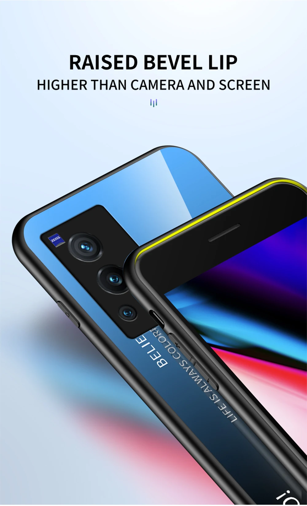 X80 Pro Plus Custodia DECLAREYAO Custodia rigida in vetro per VIVO X70 X60 X50 X30 X27 X23 X20 X9 S Custodia in silicone Ultra sottile Tempere_voghion.com