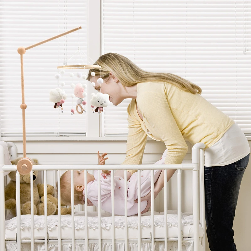 Bite Bites Wooden Bed Bell Baby Mobile Bracket Sock Rattle For Newborn Toys Developing DIY Accessories Crib Holder Arm Brackets