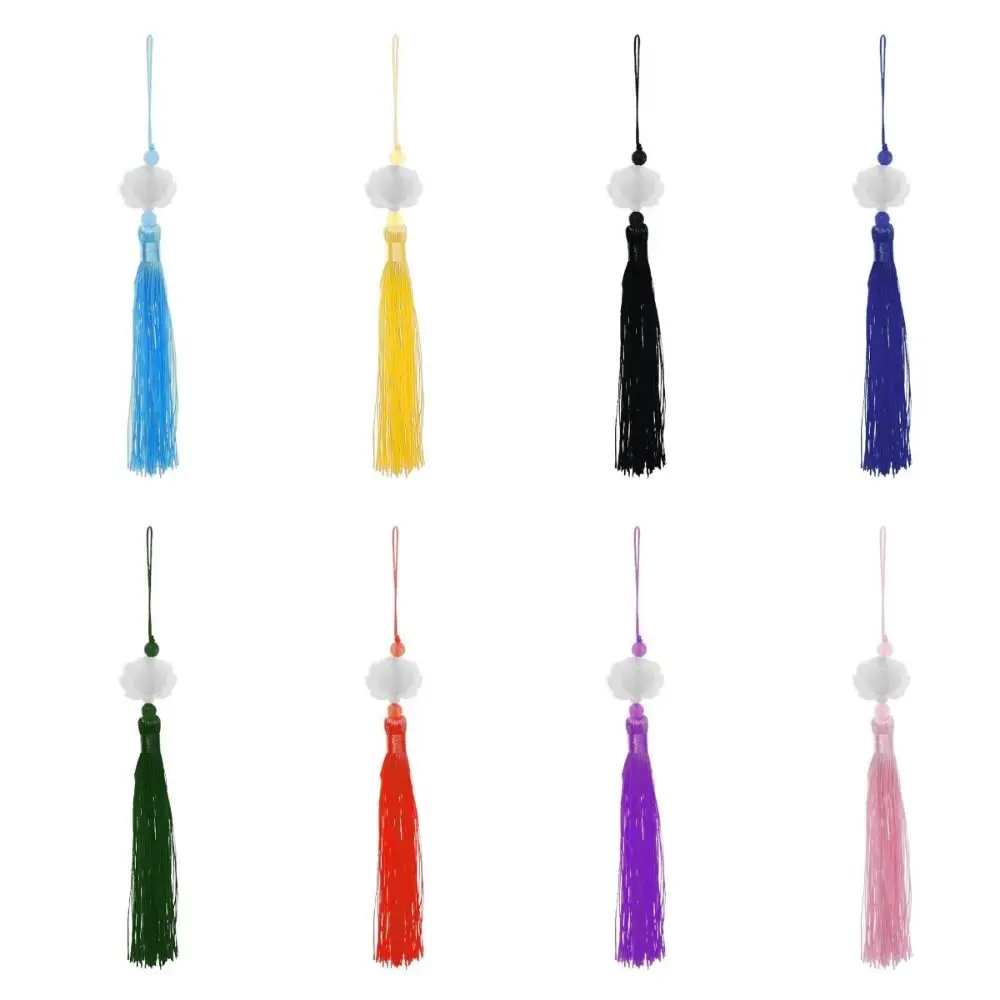 1Pcs 고대 중국 스타일 매듭 옥 비즈 Tassel Lotus Tassels 팬 떨어지는 장식품 실크 Tassels 의류 펜던트
