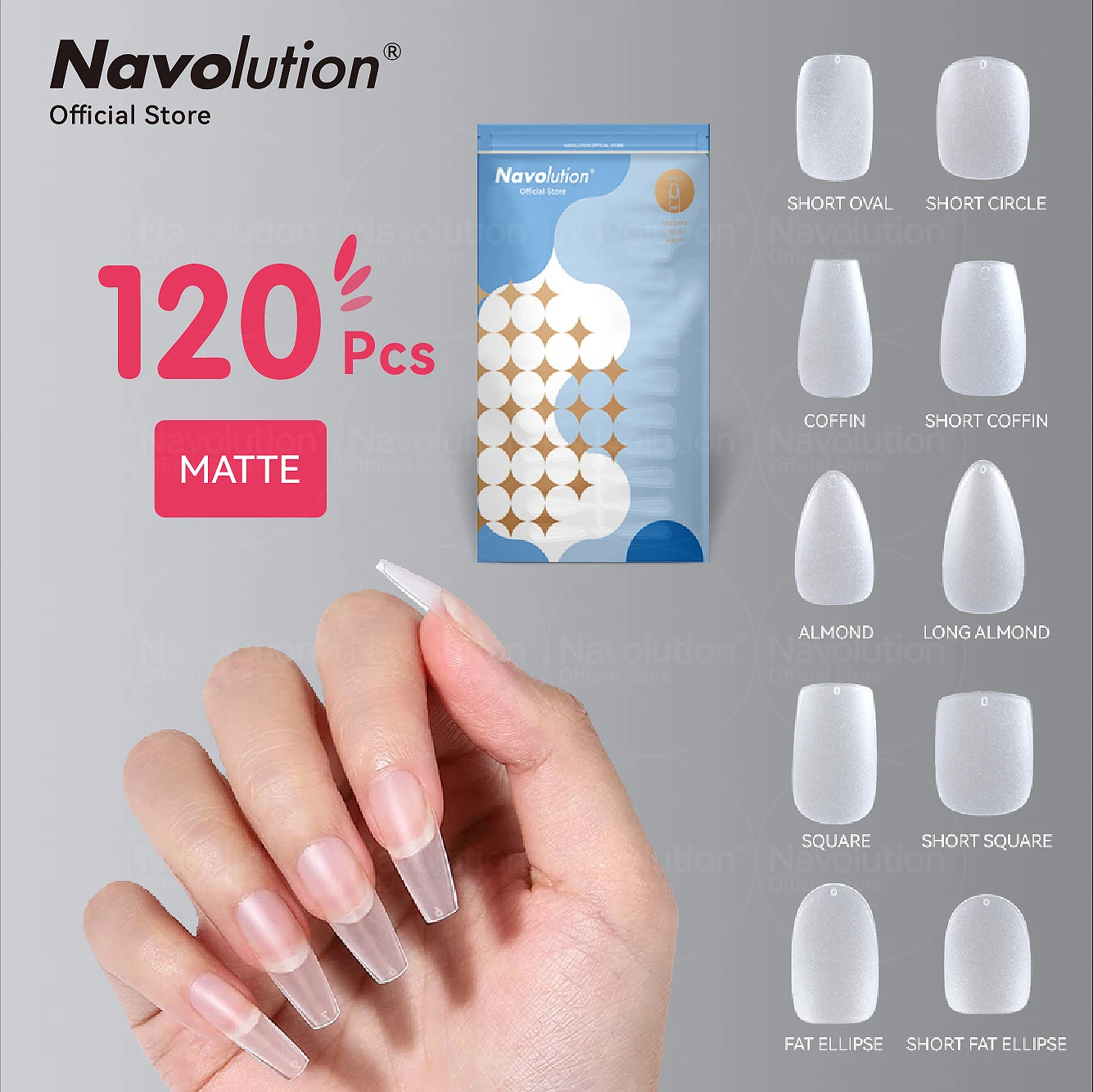 

Navolution 120pcs False Nails Acrylic Press on Nails Coffin Artificial Nails Clear Fake Nail Tips for Extension Manicure Tool