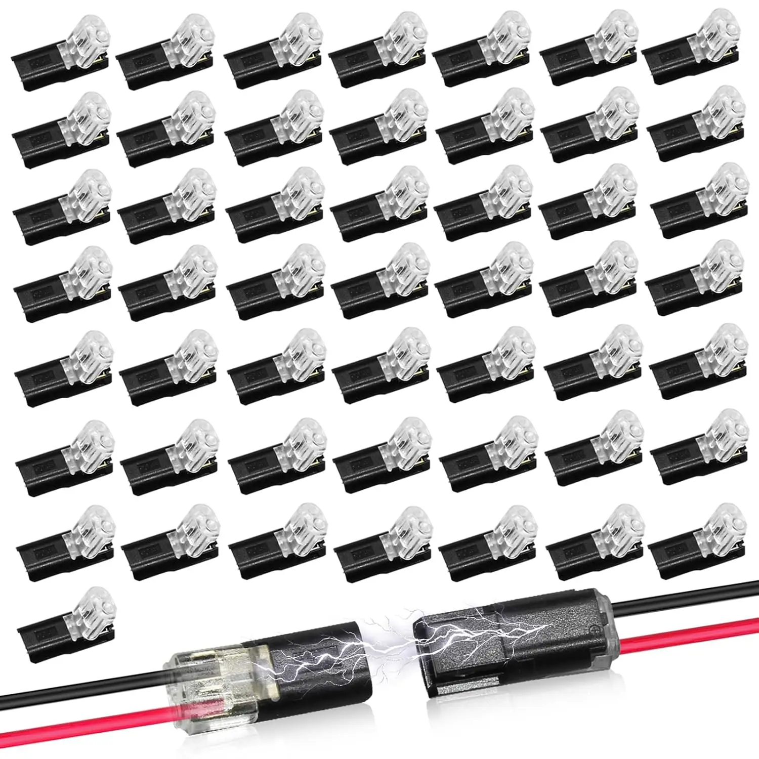 Dual Wire Locking Plug Connector for Low Voltage Applications, Ideal for LED Light Strips