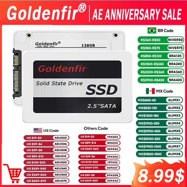 Жесткий диск Goldenfire 128 ГБ 256 ГБ 360 ГБ 480 ГБ 180 ГБ 2,5 SSD 2 ТБ 1 ТБ SSD диск для ноутбука, настольного компьютера, 240 ГБ, 120 ГБ 1