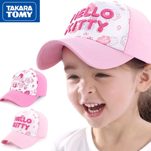 TAKARA TOMY Summer New Hello Kitty Children Sunscreen Summer Thin Mesh Peaked Visor Girls Adjustable Cute Peaked Baseball Cap 1