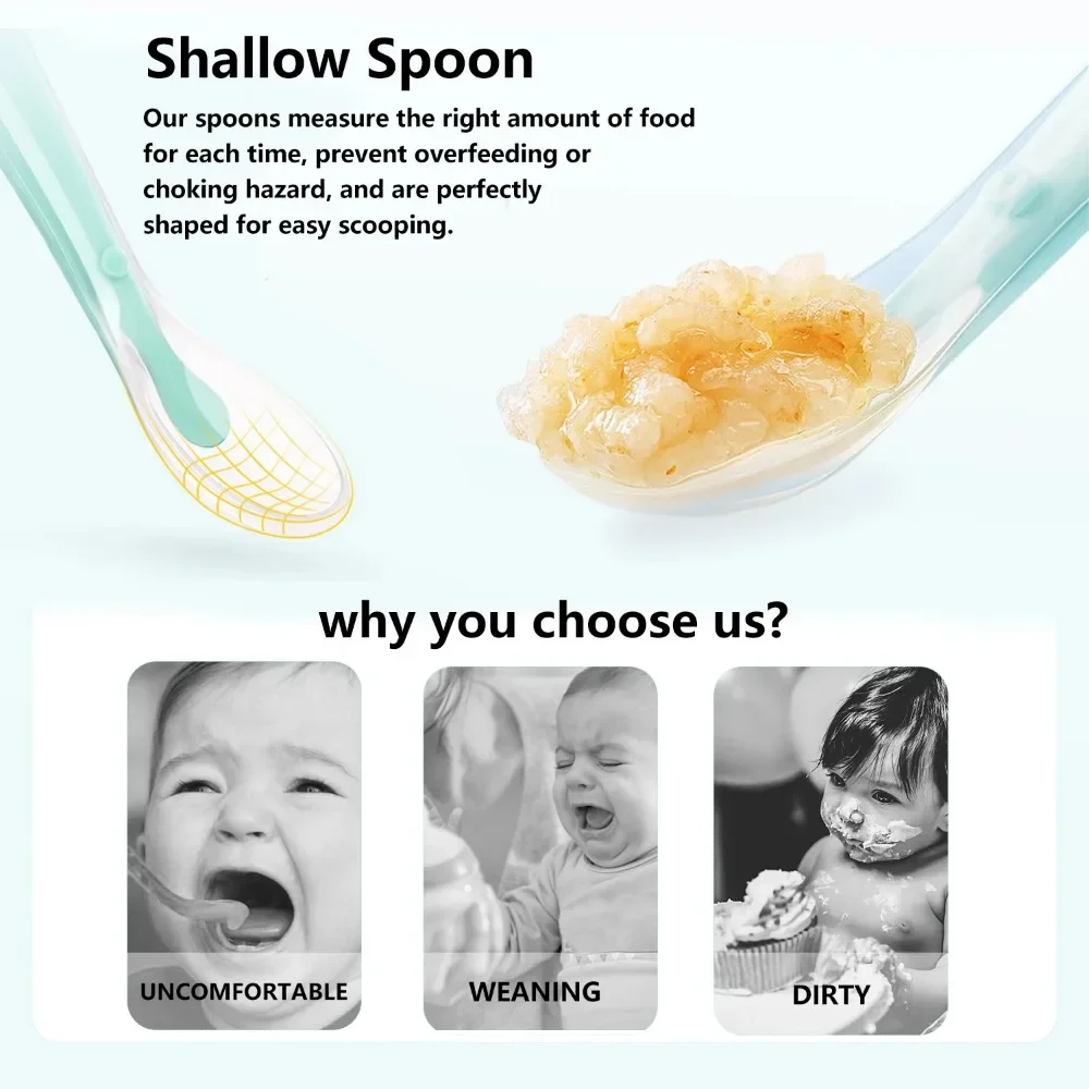 Baby spoons soft silicone toddler complementary food feeding training spoon for infants soft tip spoon children stuff tableware silicone feeding spoon silicone cutlery set learning spoons baby cutlery