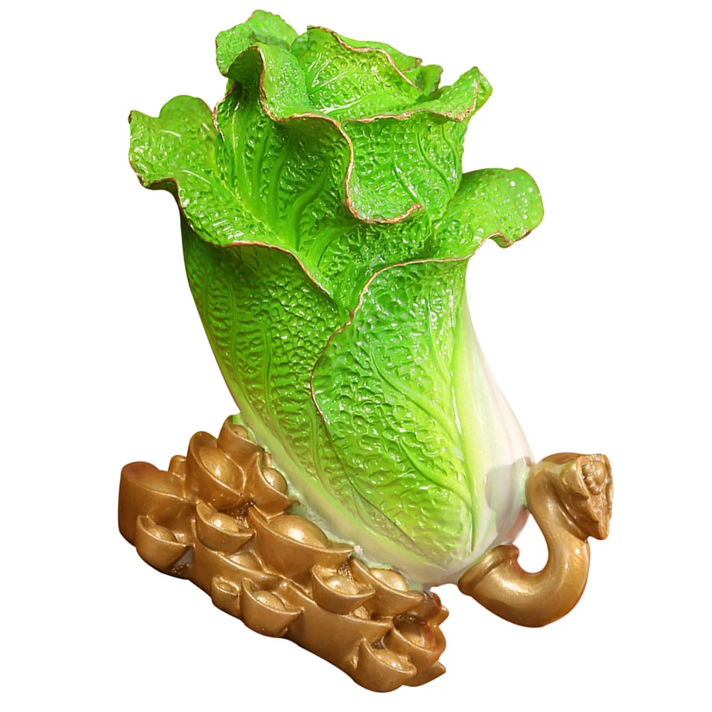 

Wealth Luck Cabbage Figurine Chinese Style Lucky Cabbage Statue Ornament for Office Home