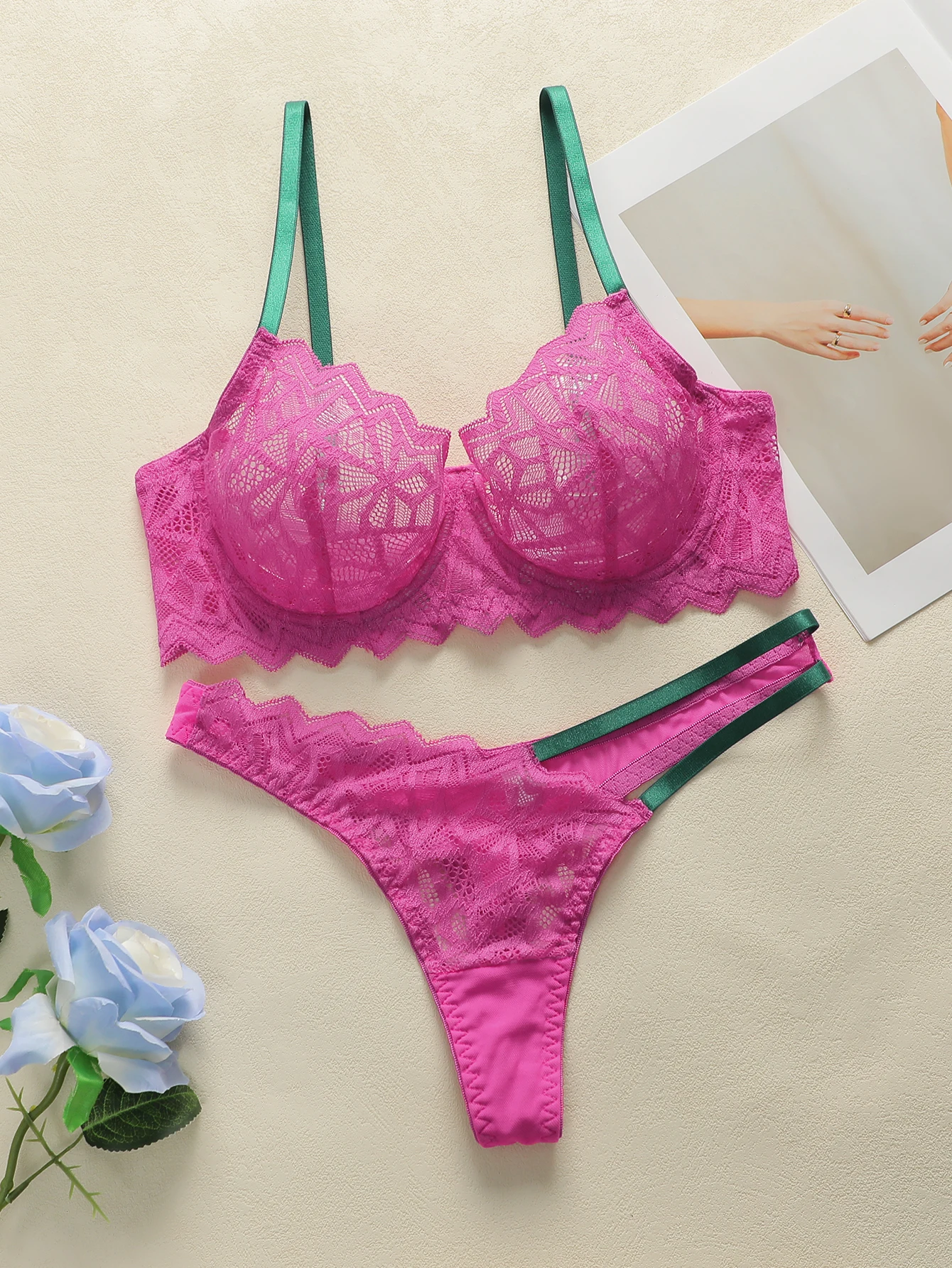 Sexy lingerie set voor dames met kant en push up bh_voghion.com