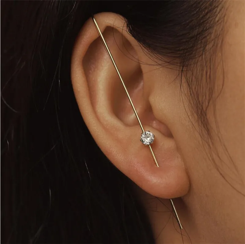 Cubic Zirconia Leaves Ear Clip Flower Earrings for Bridesmaid