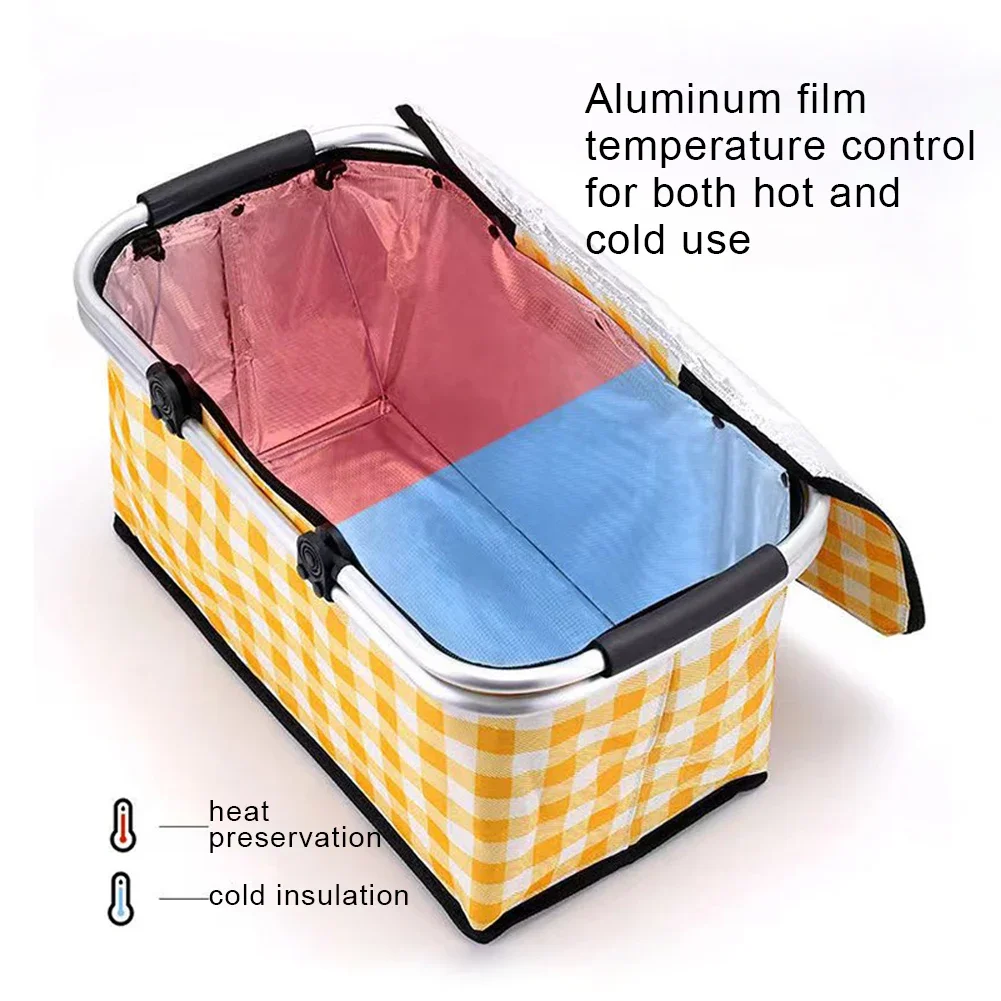 30L Camping Picnic Basket Keep Fresh Folding Thermal Insulated Bag Insulated Cooler Lunch Box Basket Food Carrier for Food Beer