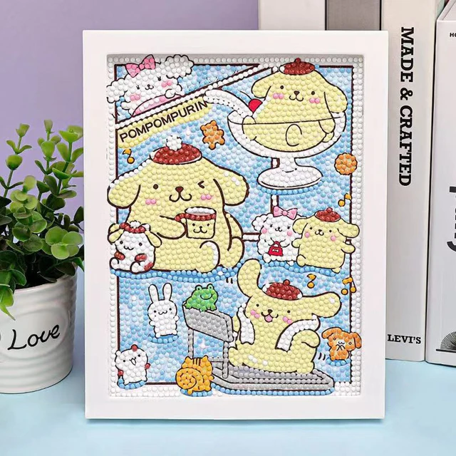 Sanrio diamant peinture Hello Kitty dessin animé plein diamant mosaïque 5D bricolage point de croix Kits diamant Art décor à la maison avec cadre 4