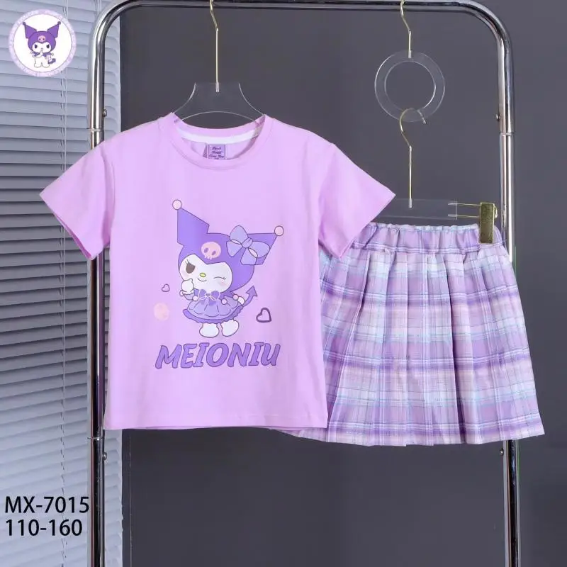 

Милый детский костюм с коротким рукавом и юбкой My Melody Kuromi Kawaii Anime