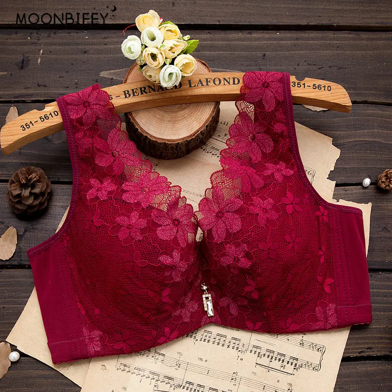 

Sexy Gathered Push Up Brassiere Lingerie Woman Floral Tank Solid Female Wire Free Bra Lace Crop Tops Underwear Minimizer Bh