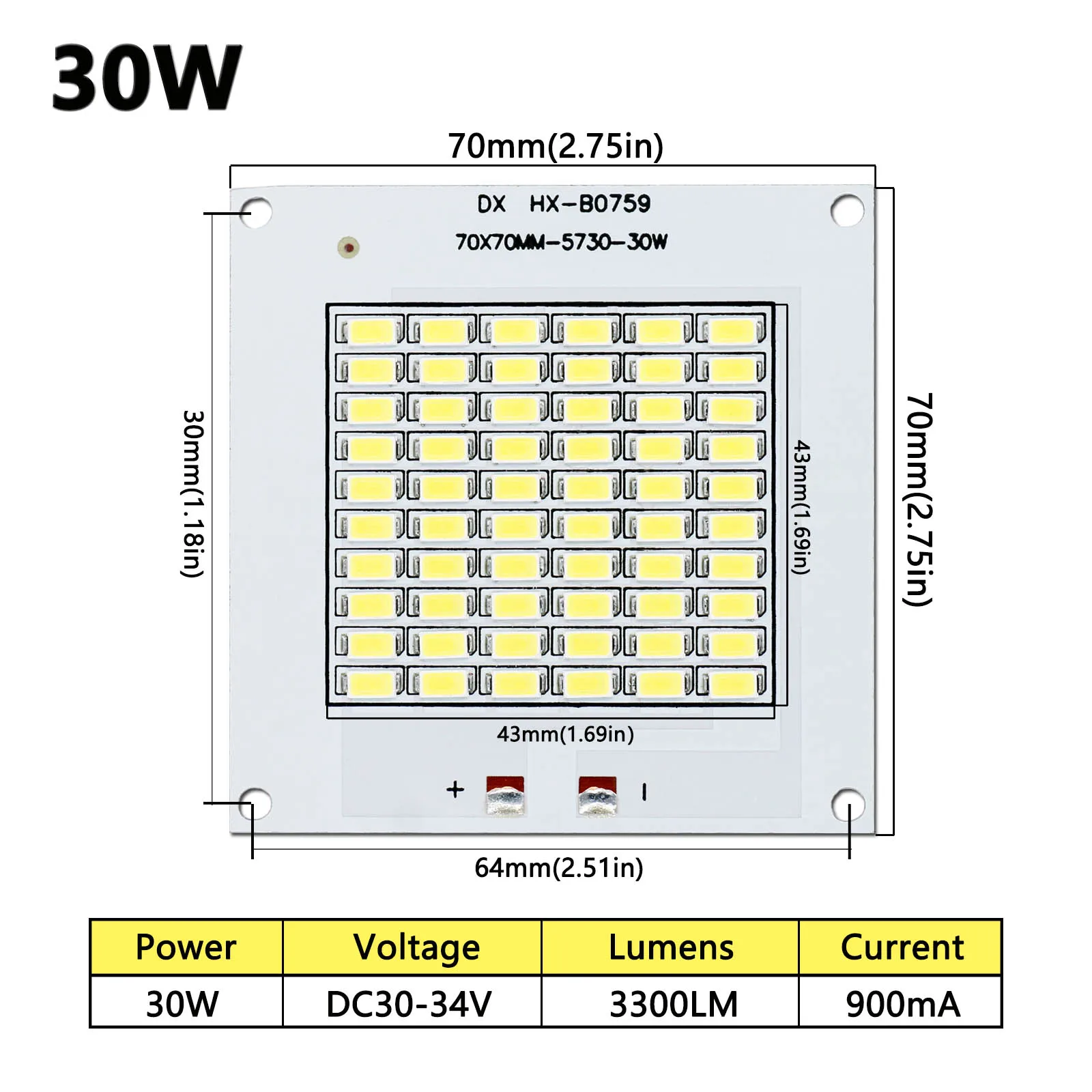 LED čipem lampa korálek SMD5730 10W 20W 50W 100W 150W 200W DC30-34V pro halové a outdoorové DIY LED floodlight chladný bělouš