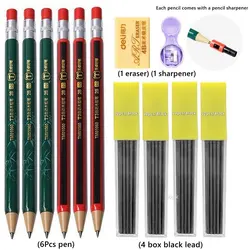 Kawaii 2.0 mm Mechanical Pencil Set with Sharpener and Color Leads (Black Pencil set A)