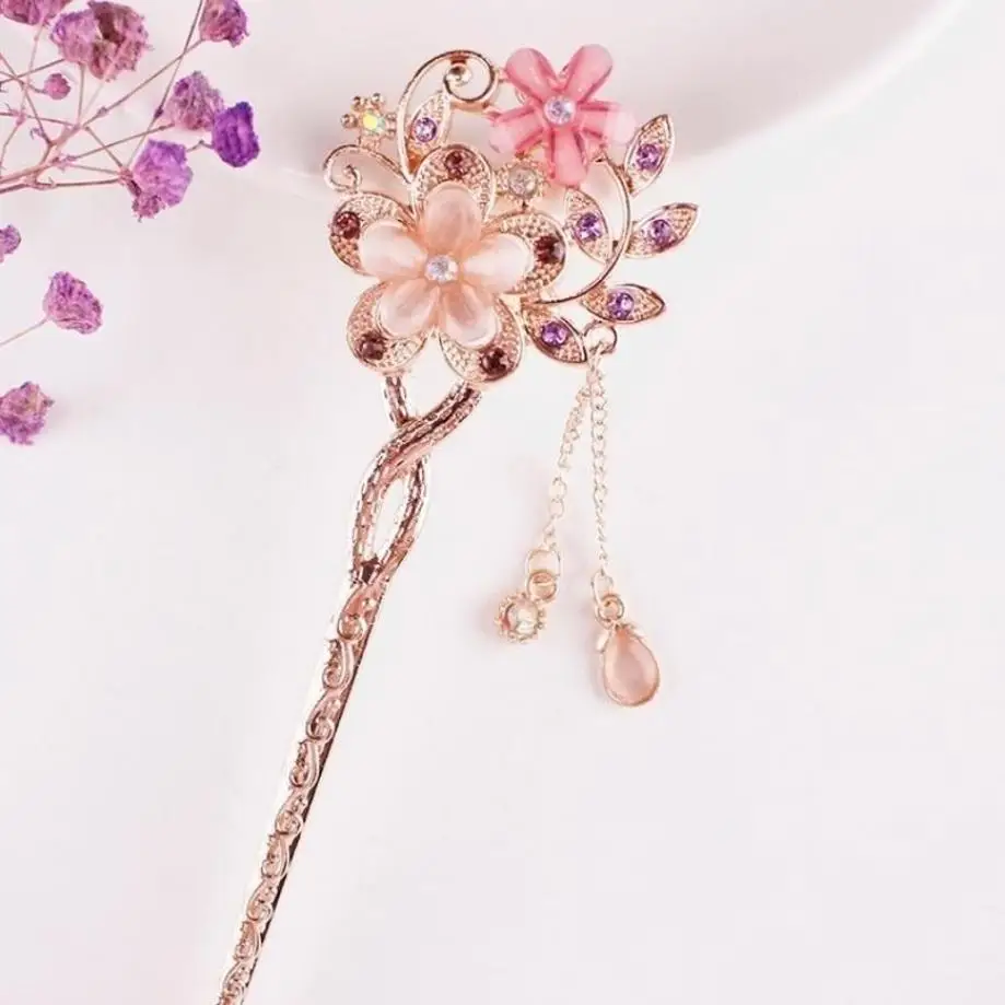 1 Pcs Fancy Colorful Flower Hollow Clip Hair Accessories Women Fashion Rhinestone Hairpin Headwear Clips Indian Jewelry