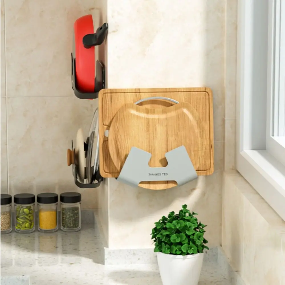 

Plastic Durable Hanging Multifunction Punch-free Wall-Mounted Cutting Board Holder Pan Cover Stand Storage Rack Pot Lid Holder