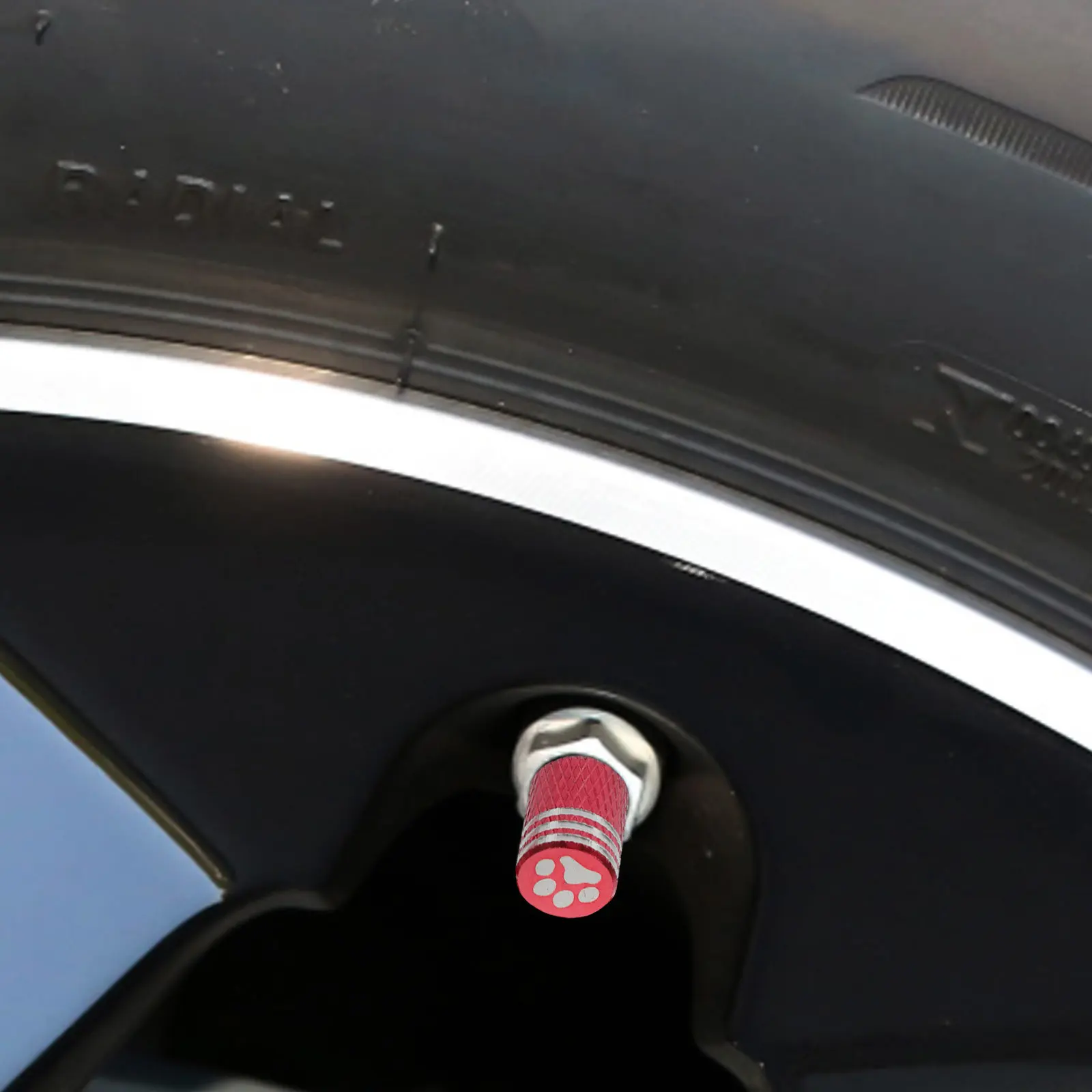 5Pcs 귀여운 발 인쇄 타이어 밸브 캡 금속 스템 커버 자동차 액세서리 자동차 타이어 오토바이 용 장식 보호 밸브 캡