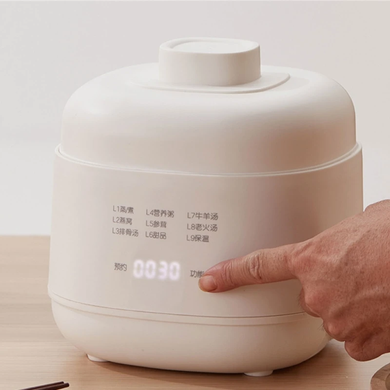 1L Ceramic Stew Pots Electric Porridge Soup Cooker with Touch Control Small Slow Cooker Suitable for Healthy Cooking