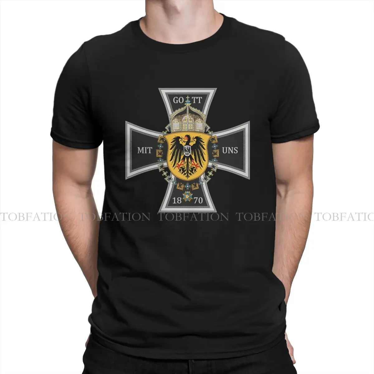 Tedesco 1870 Gott Mit Uns Hip Hop Tshirt Iron Cross Creative Tops Comoda Maglietta Vestiti Maschili