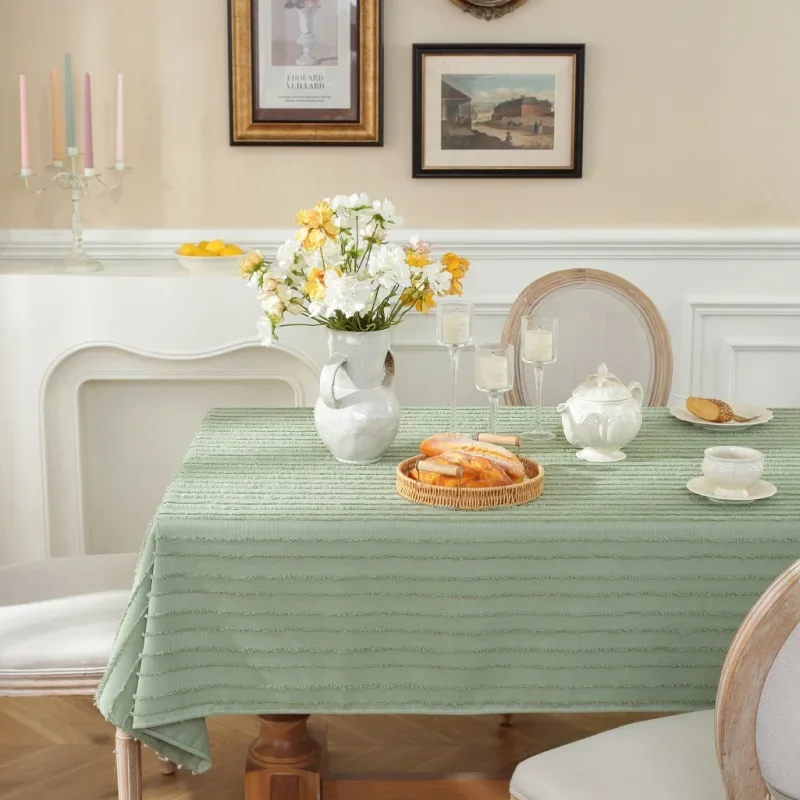 

Brushed Cut Flower Desk Cover Rectangular Cotton Linen Dining Table Mat Tea Table Anti Slip Dustproof Decorative Tablecloth