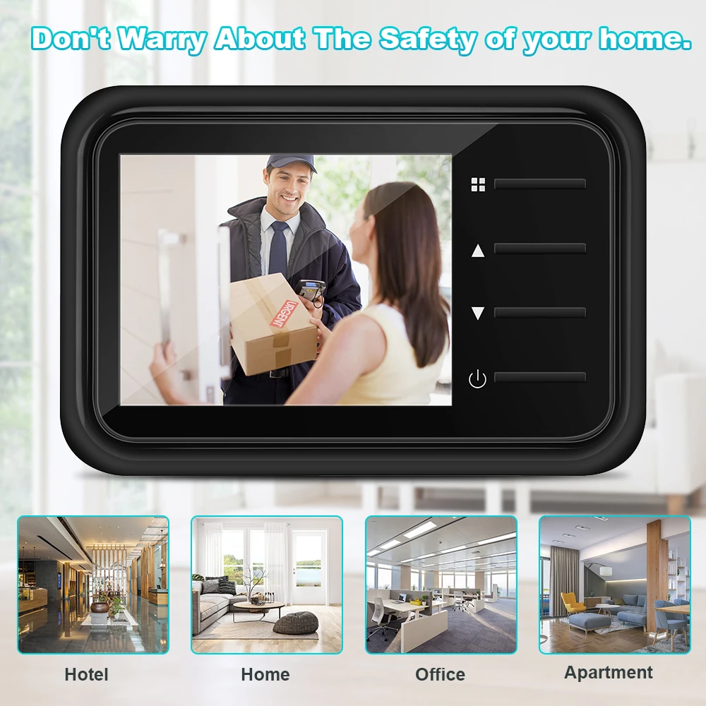 Awapow 2.4Inch Peephole Doorbell Camera 120° HD IR Night Vision Video Cat Eye Door Bell Home Safety Door Viewer Outdoor Monitor