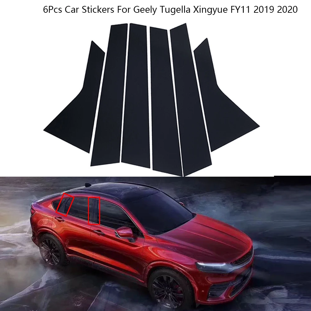 

6Pcs/Set Carbon Fiber PC Door Window Middle Column Trim Strip Stickers For Geely Tugella Xingyue FY11 2019 2020 Car Accessories